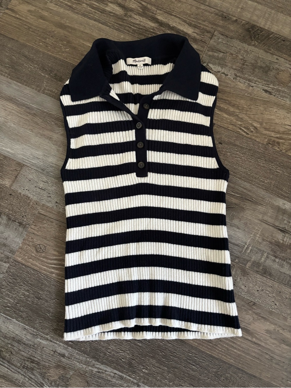 Madewell blue and white striped collar tank top
